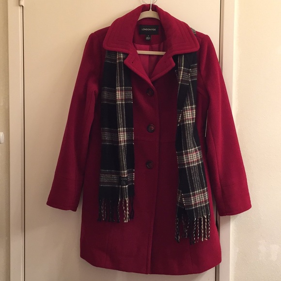 London Fog Jackets & Blazers - London Fog Wool Blended Coat with Scarf